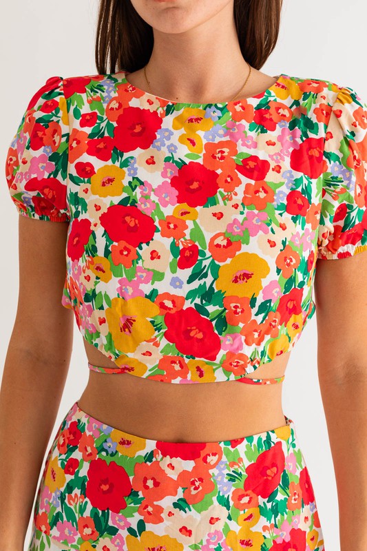French Riviera Floral Crop Top
