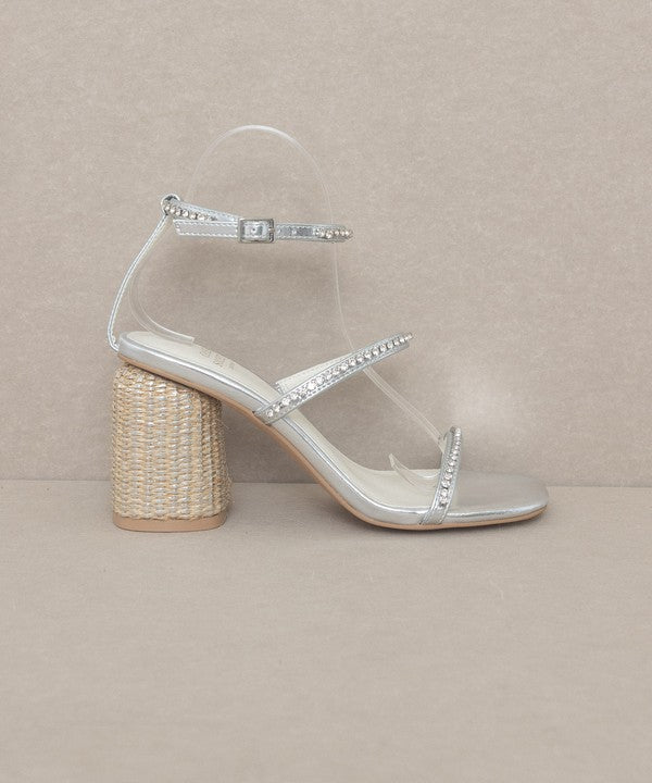 Shine Bright Studded Raffia Heeled Sandal