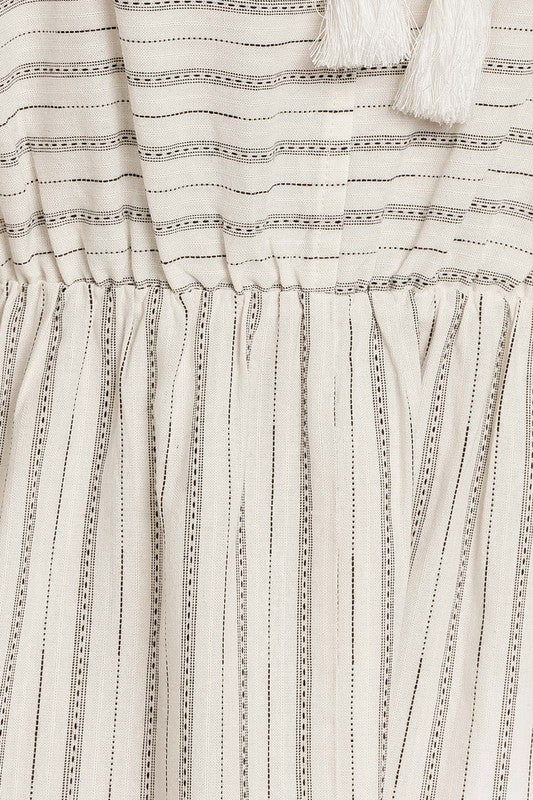 Bon Voyage Striped Cotton Long Sleeve Mini Dress