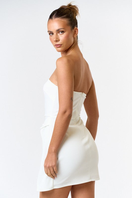 Bow Down Strapless Mini Dress