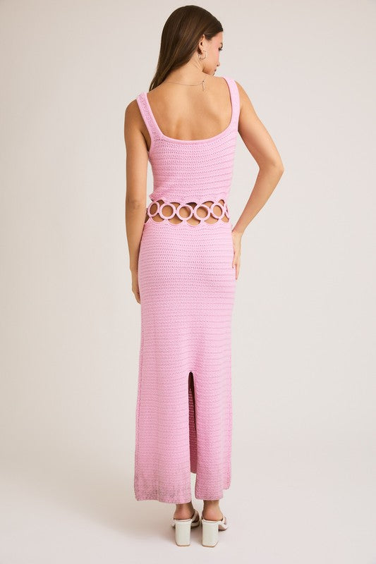 Bali Square Neck Sleeveless Crochet Midi Dress