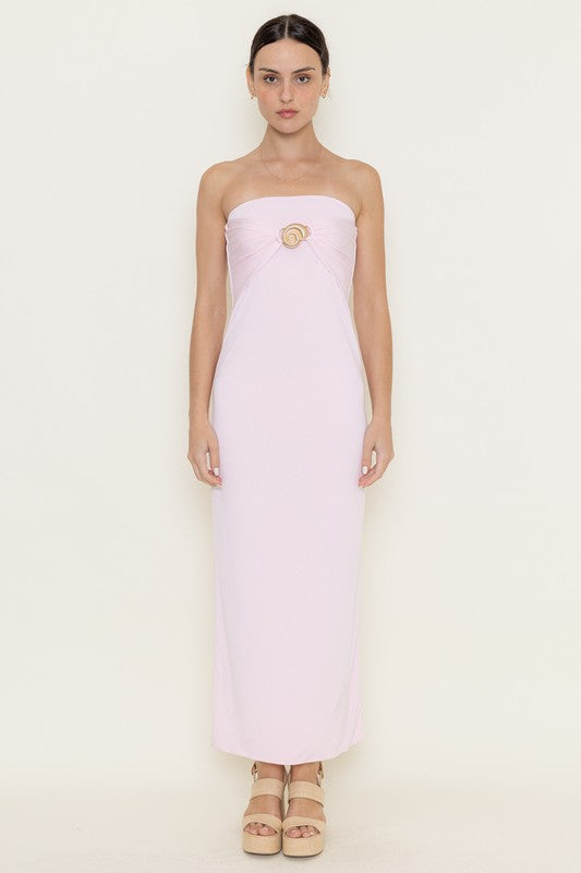 Seashell Buckle Tube Maxi Dress