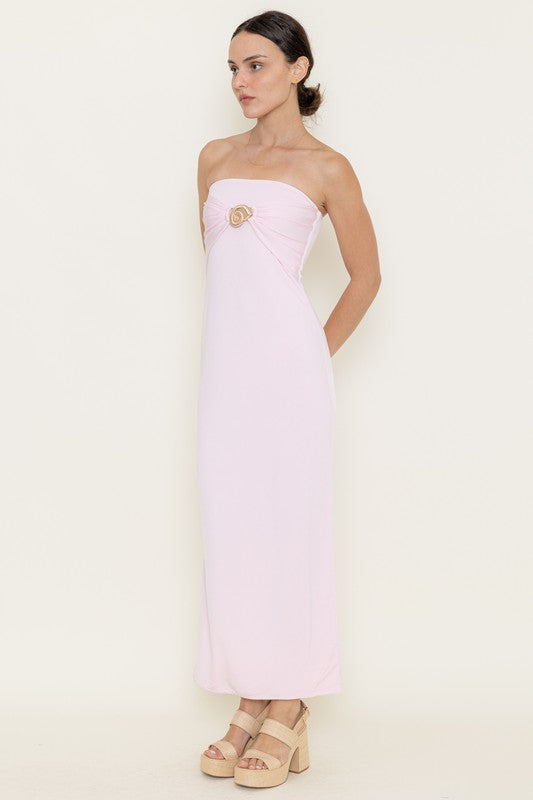 Seashell Buckle Tube Maxi Dress