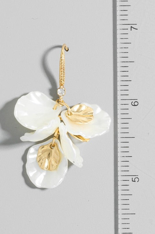 Pearl Flower Petals Dangle Earrings