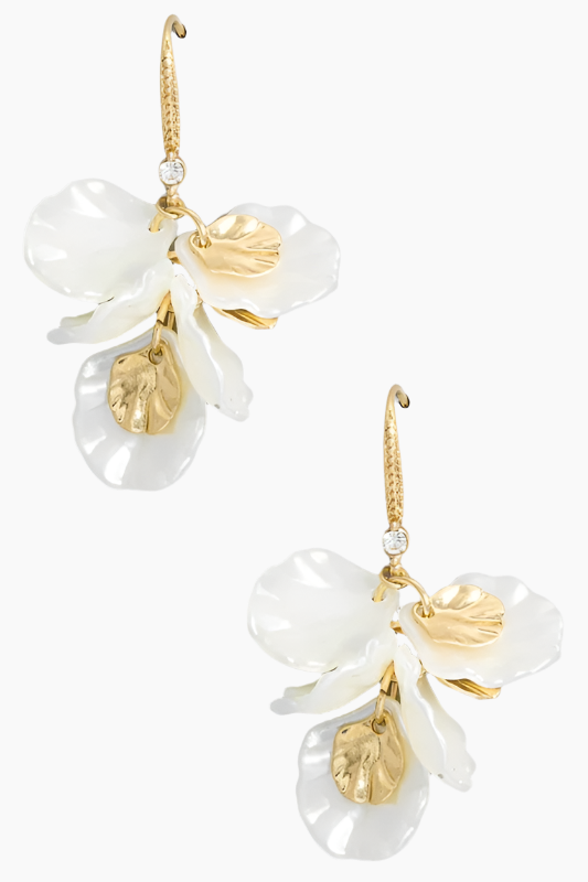 Pearl Flower Petals Dangle Earrings