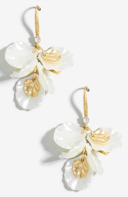 Pearl Flower Petals Dangle Earrings