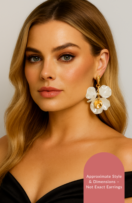 Pearl Flower Petals Dangle Earrings