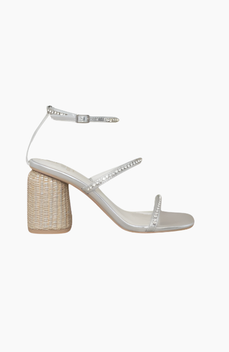 Shine Bright Studded Raffia Heeled Sandal
