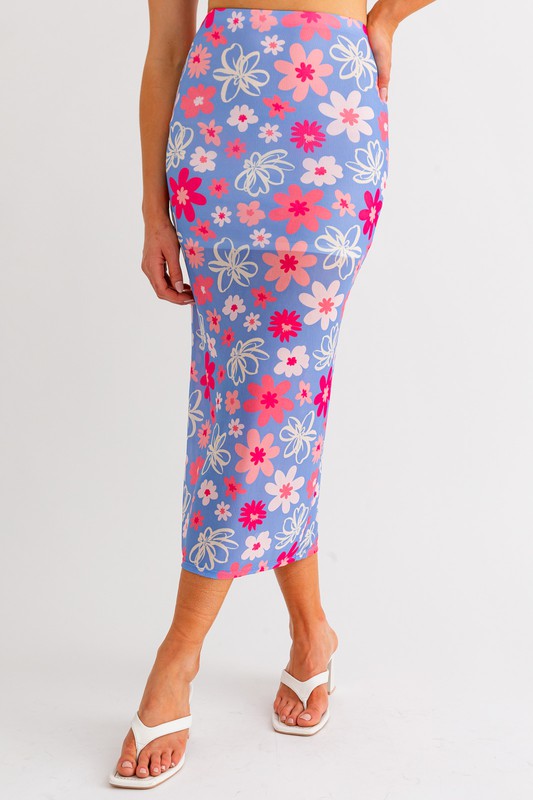 Malibu Blooms Midi Skirt