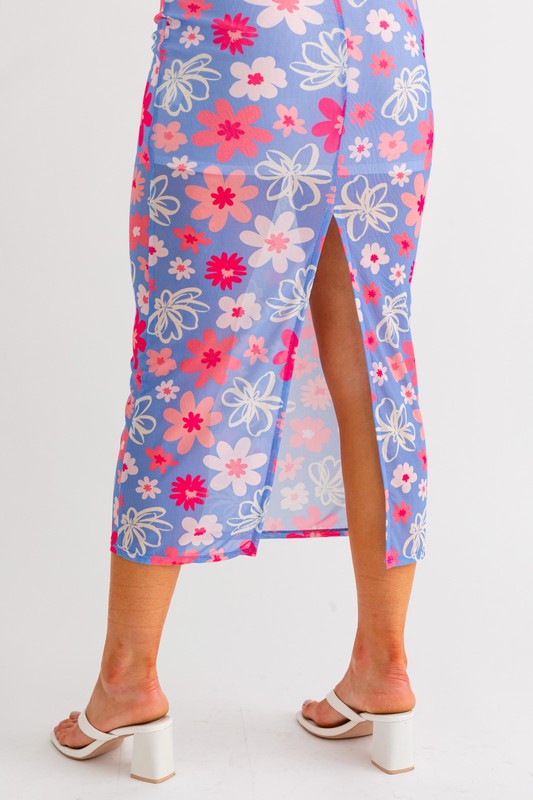 Malibu Blooms Midi Skirt