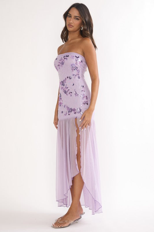 Jezra Strapless Sequin Maxi Dress