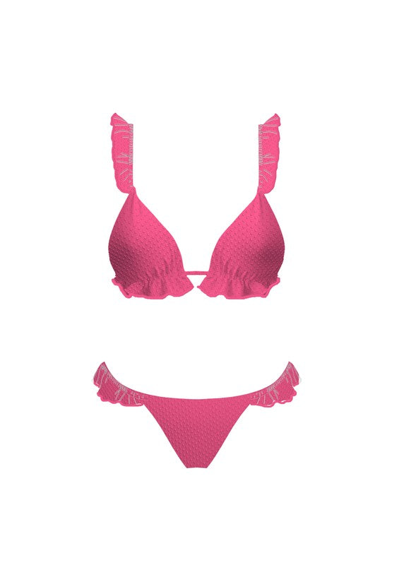 Raspberry Ruffle Trim Bikini