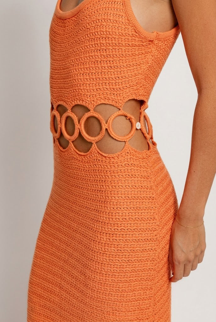 Bali Square Neck Sleeveless Crochet Midi Dress