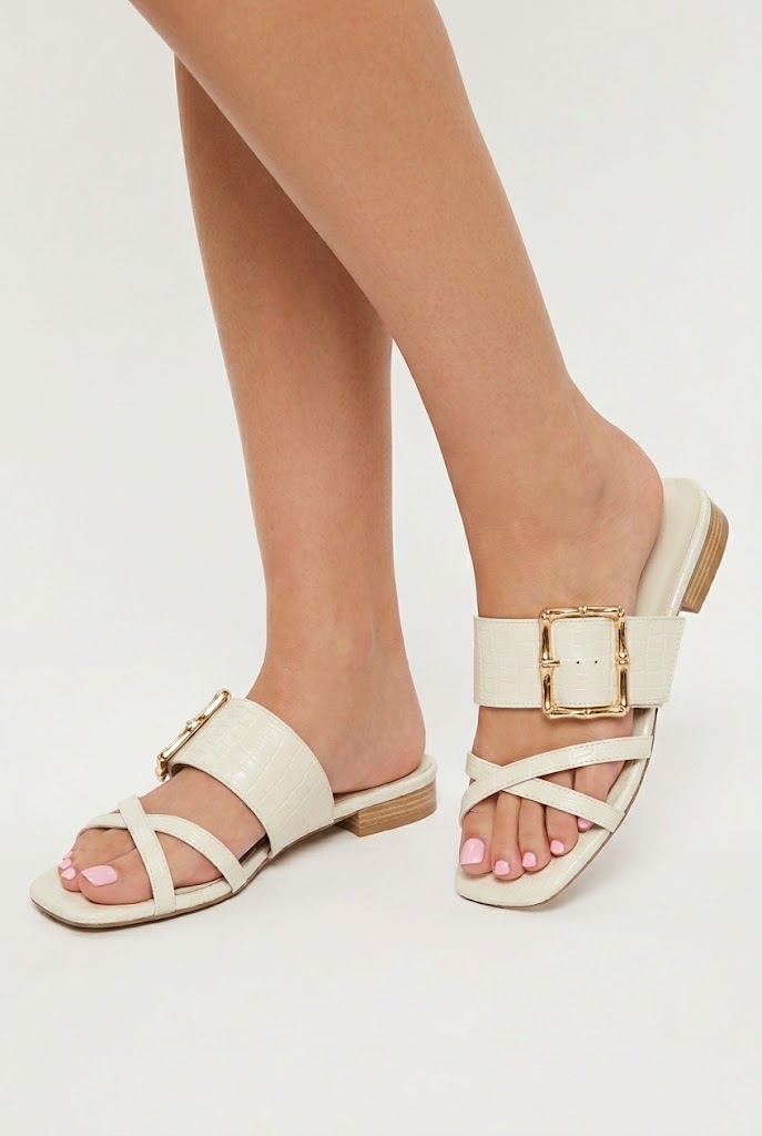Vacation Buckle Slide Flat Sandal