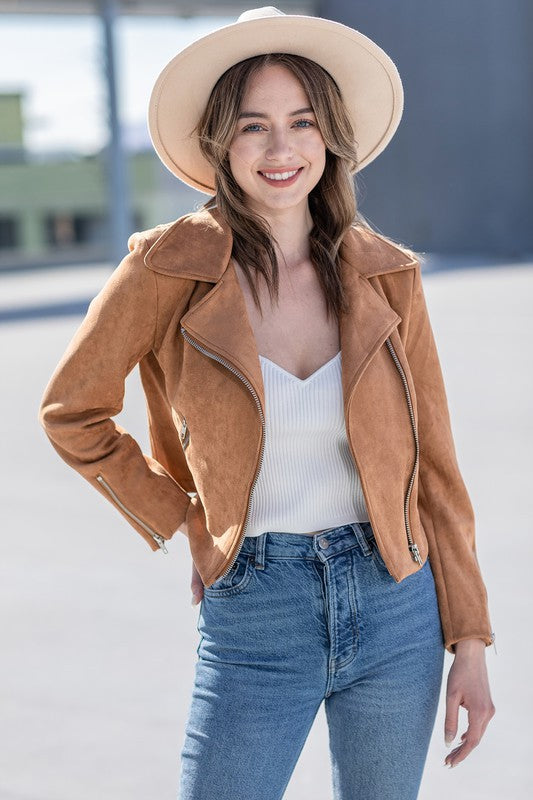 Vegan Suede Moto Jacket - Small - Final Sale