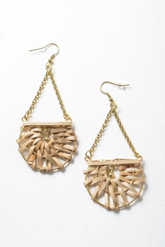 Woven Rattan Drop Earrings