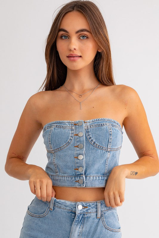 Denim Dreams Button Corset Top