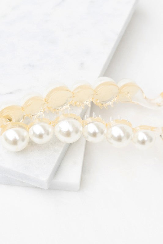 Classic Pearl Accent Banana Claw Hair Clip