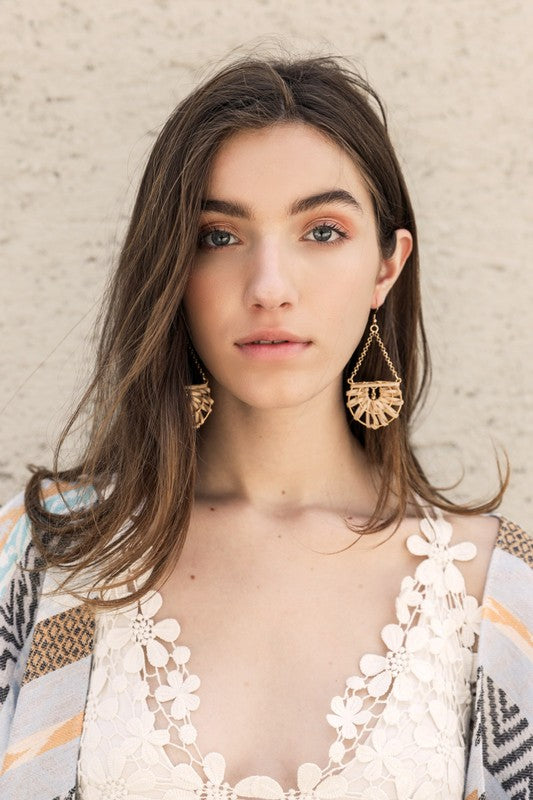 Woven Rattan Drop Earrings