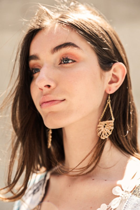 Woven Rattan Drop Earrings