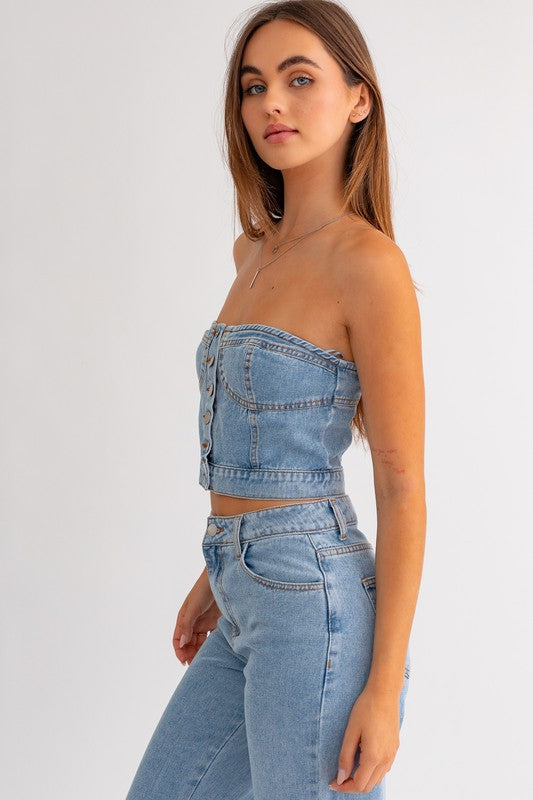 Denim Dreams Button Corset Top