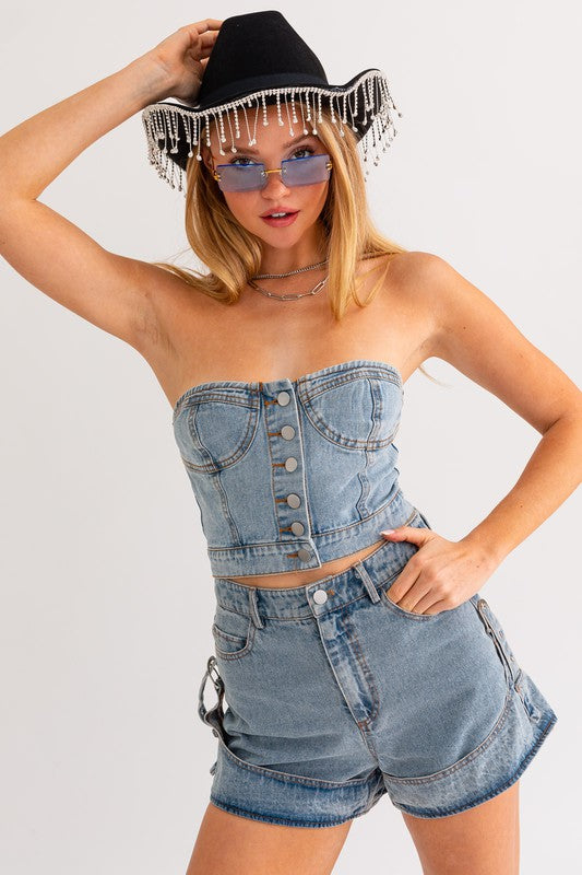 Denim Dreams Button Corset Top