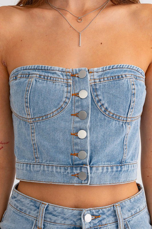 Denim Dreams Button Corset Top