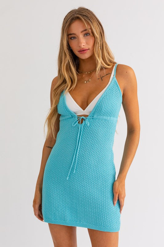 Surf's Up Aqua Mini Dress