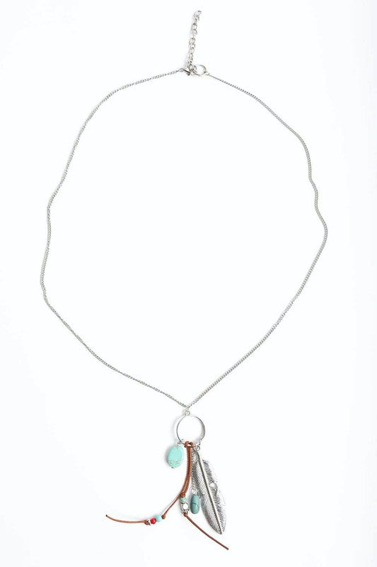 Wenona Feather Turquoise Necklace