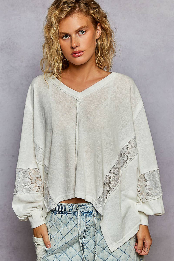 Boheme Lace Trim V-Neck Top