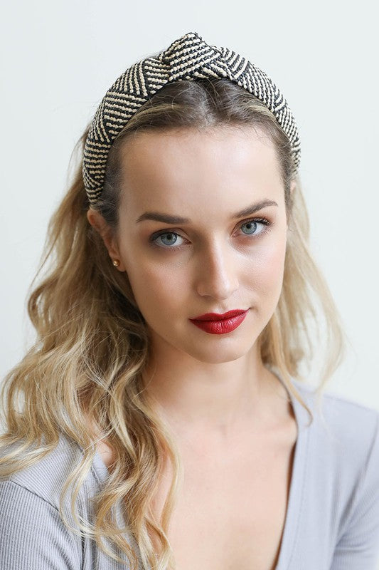 Summer Woven Straw Top Knot Headband