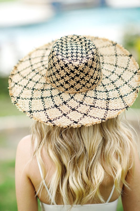 Farmer's Market Woven Raffia Sun Hat - Black