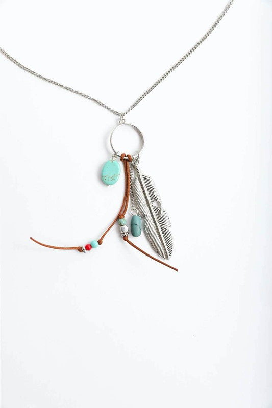 Wenona Feather Turquoise Necklace