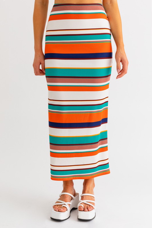 A Day At Lake Como Striped Maxi Skirt - Final Sale