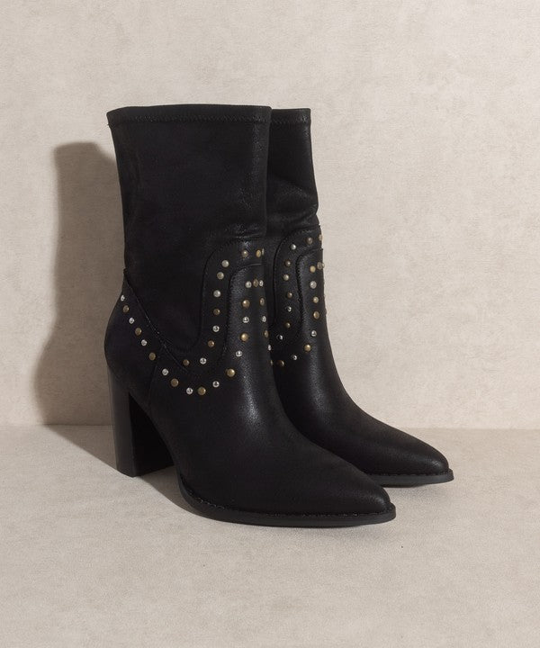 Dina Studded Faux Leather Heeled Boot