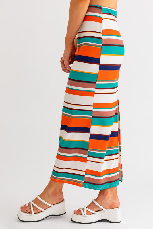 A Day At Lake Como Striped Maxi Skirt - Final Sale