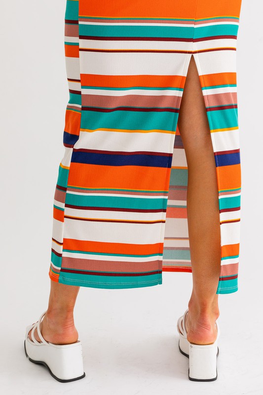 A Day At Lake Como Striped Maxi Skirt - Final Sale