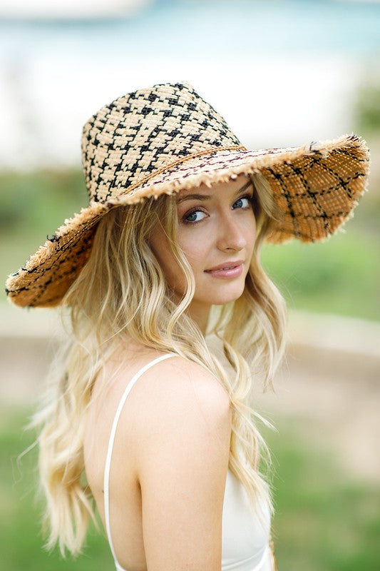 Farmer's Market Woven Raffia Sun Hat - Black