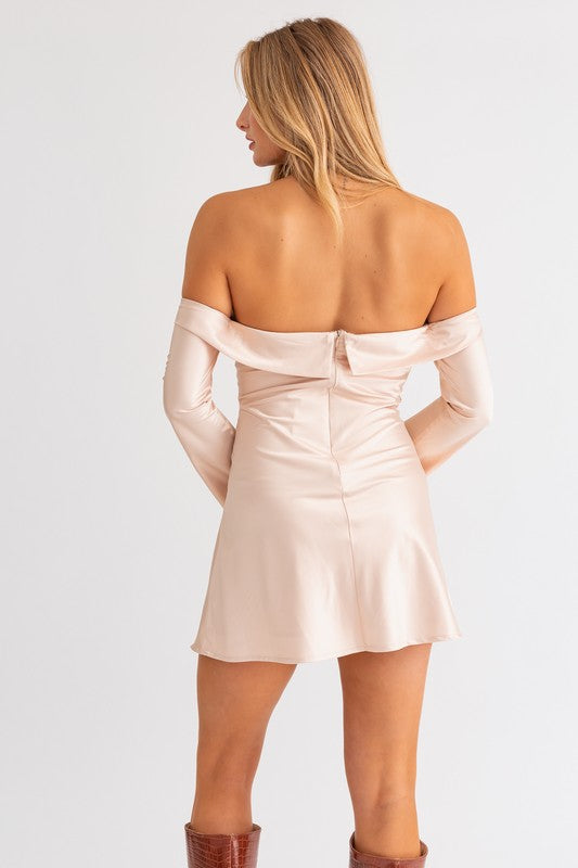 Here For The Champagne Mini Dress - Final Sale