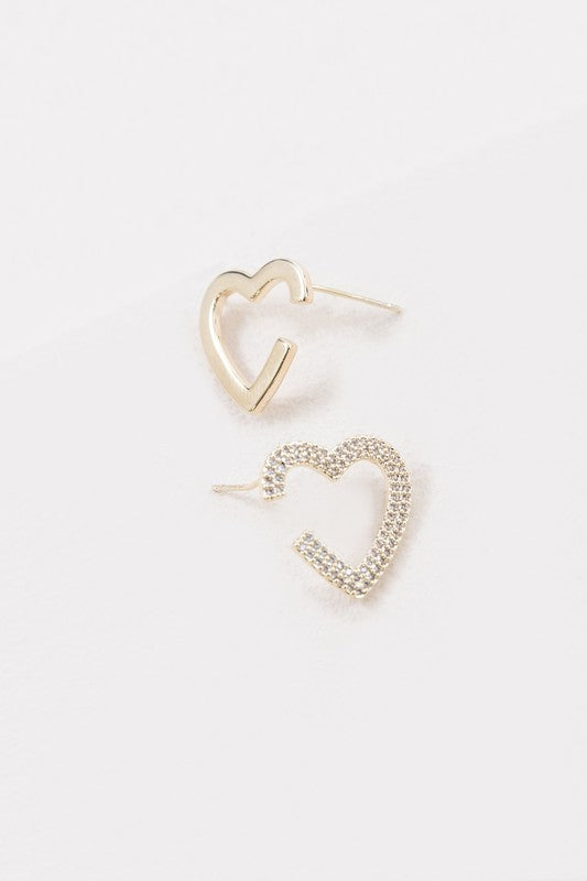 Gold Plated Heart Studded Earrings