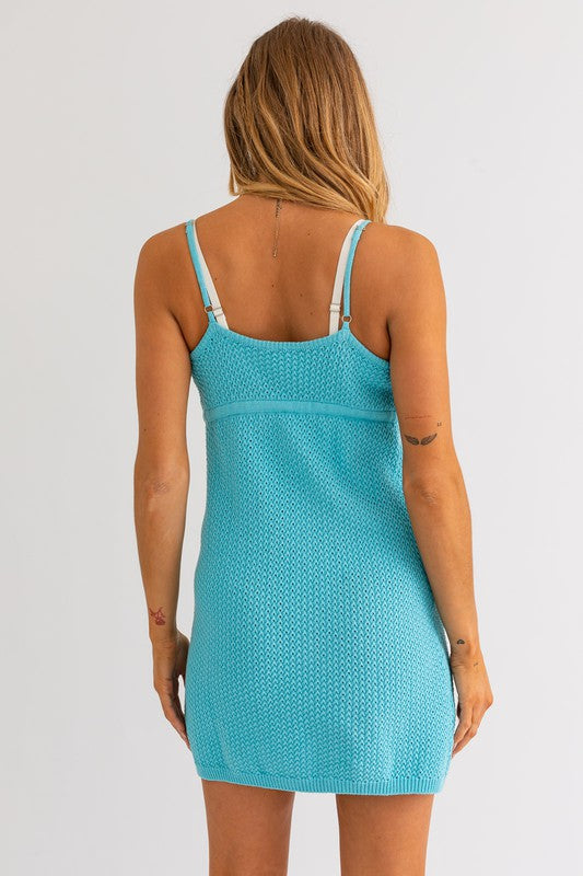 Surf's Up Aqua Mini Dress