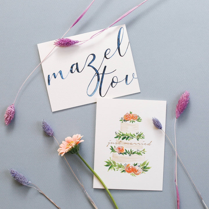 Just Married Wedding Cake Greeting Card