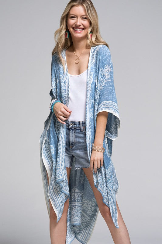 Inaya Printed Open Front Kimono