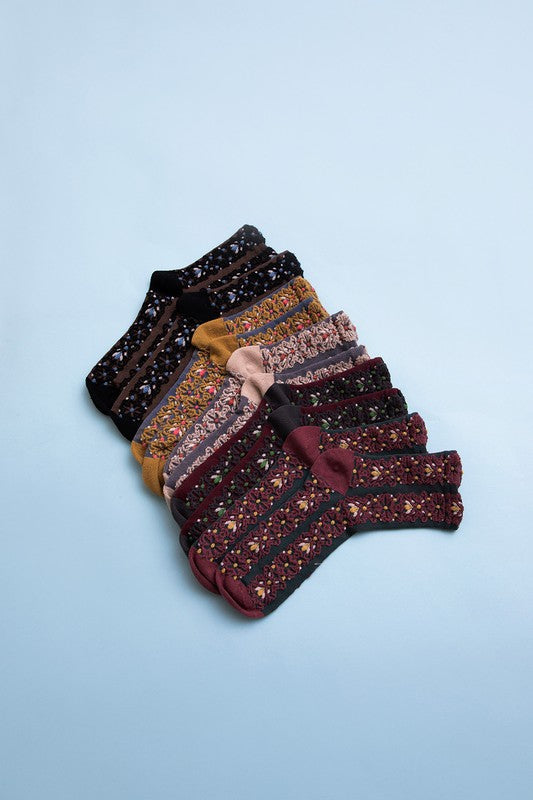 Floral Embroidered Socks - Final Sale