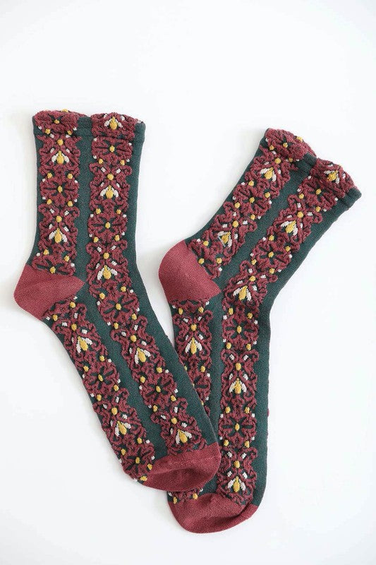 Floral Embroidered Socks - Final Sale