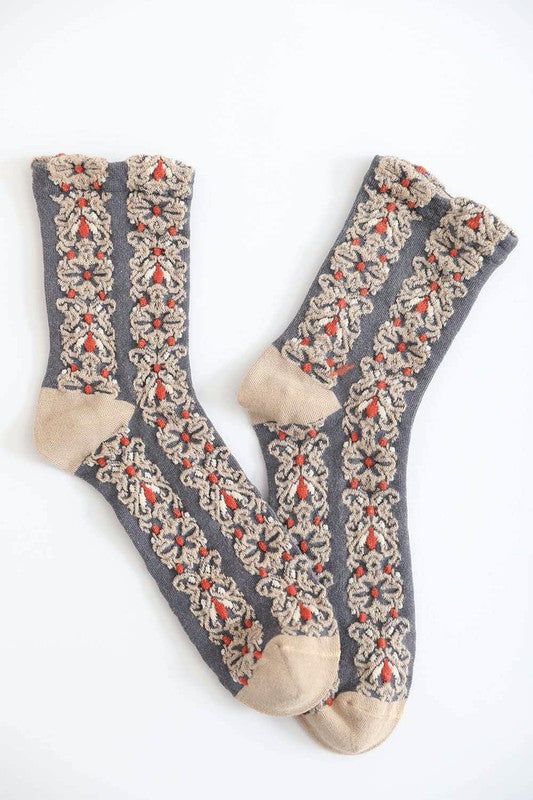 Floral Embroidered Socks - Final Sale