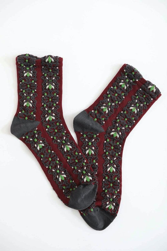 Floral Embroidered Socks - Final Sale