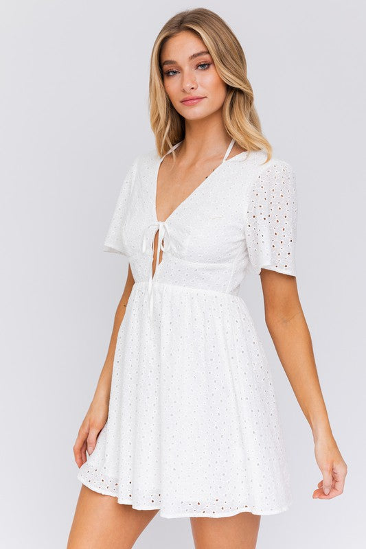 Saylie Eyelet Babydoll Mini Dress