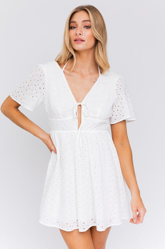 Saylie Eyelet Babydoll Mini Dress