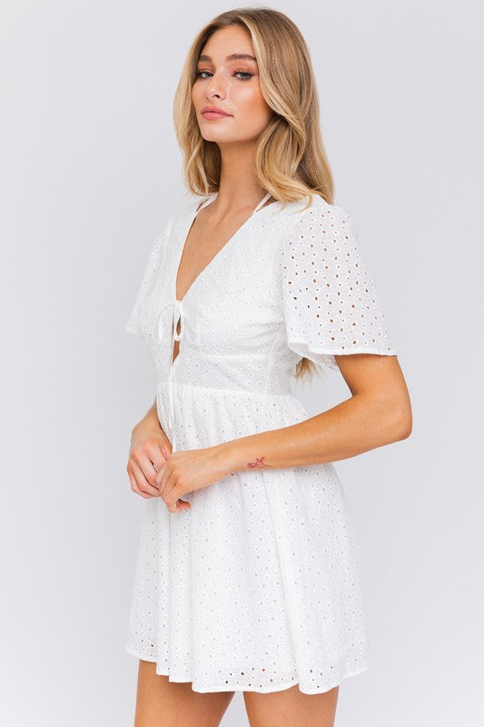 Saylie Eyelet Babydoll Mini Dress